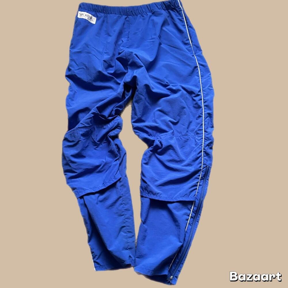 90S BLUE AND WHITE ZIP BOTTOM TRACK PANTS